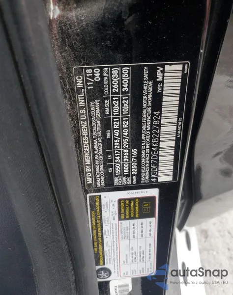 2019 Mercedes-Benz Gls 550 4Matic из США, поврежденный, VIN 4JGDF7DE4KB227824